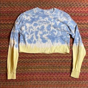 TWO TONE TIE DYE CROP LONG SLEEVE TEE